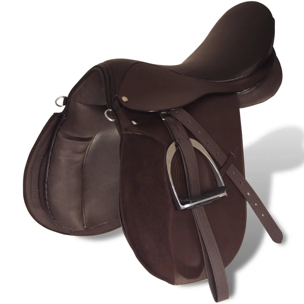 Set Sella Equitazione 17,5" in pelle naturale Marrone 12 cm 5-in-1 90647