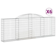 Cestini gabbioni recinzione a gabbia muro di contenimento ad arco 6 pezzi 300 x 30 x 100/120 cm ferro zincato argento 02_0041014