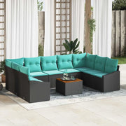 Set Divano da Giardino con cuscino 10 pcs Nero polyrattan 3347879