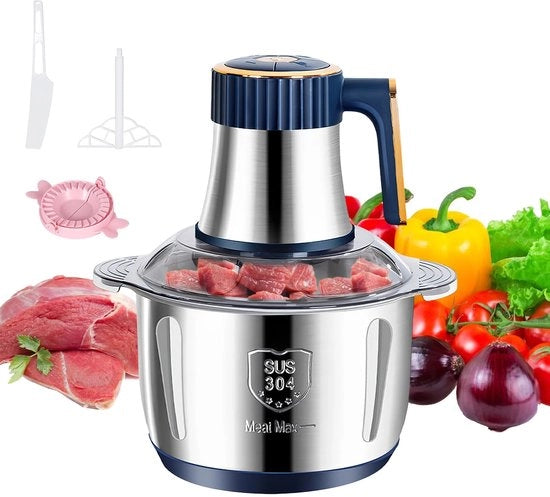 Molinello elettrico 5 litri in acciaio inossidabile - 500W - 6 lame - 5 velocità - macchina per verdure, carne, frutta, noci e fagioli