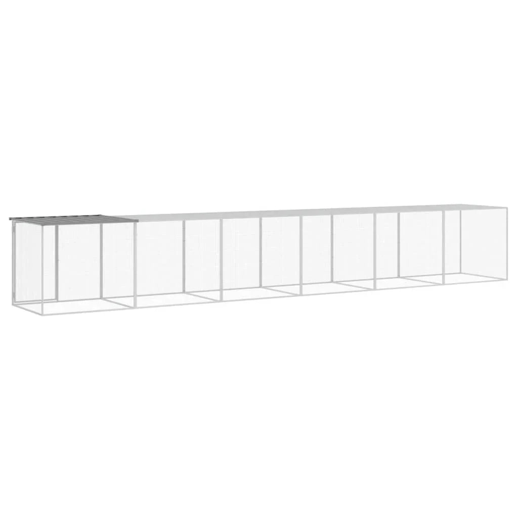Pollaio/recinto con tetto trasparente 603 x 98 x 90 cm acciaio zincato grigio 02_0043986