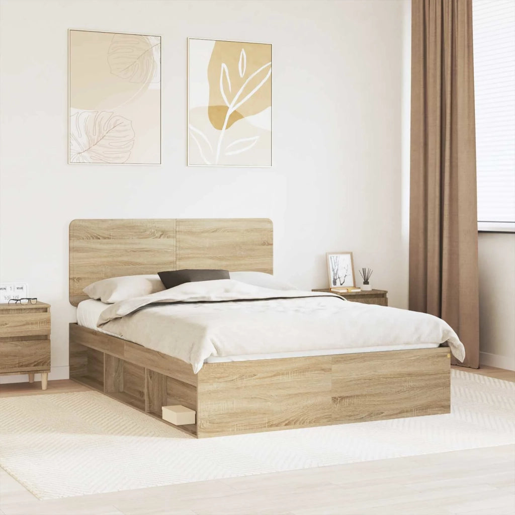Struttura del letto Rovere Sonoma 150 x 200 cm Pino massello 3412472