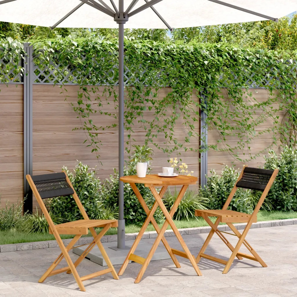 Set da Bistrot 3pz Nero in Polipropilene e Legno Massello 3281745