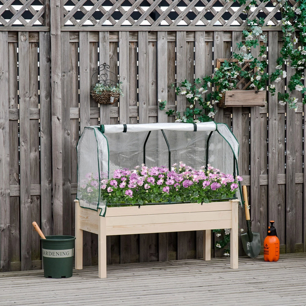 Tavolo da Giardino con Fioriera ¨C Minimal ¨C Legno Naturale 121x55x117 cm