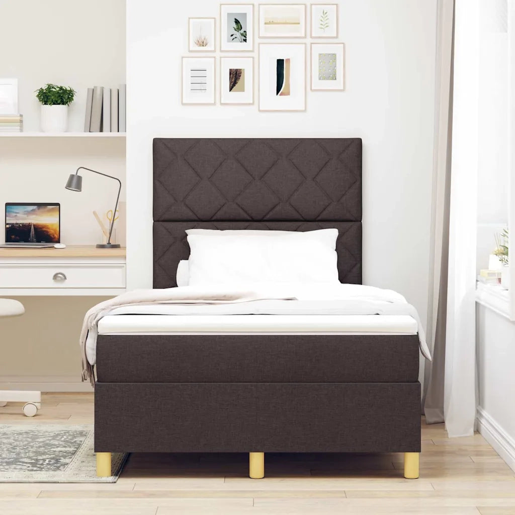 Letto a Sorgente LED Marrone Scuro 120 x 190 cm Tessuto 3343162