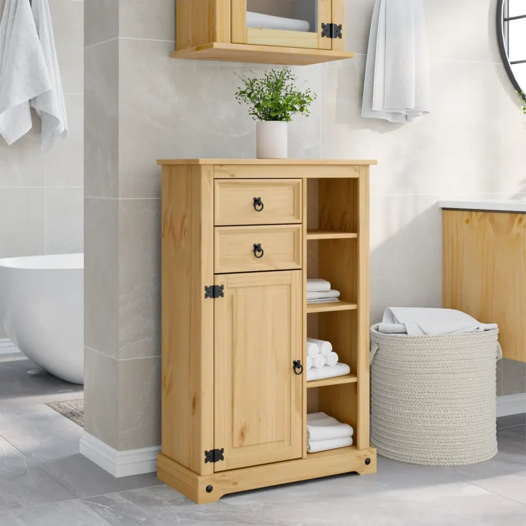 Mobile da Bagno | Armadio da bagno Corona 70x33x110 cm in Legno Massello di Pino