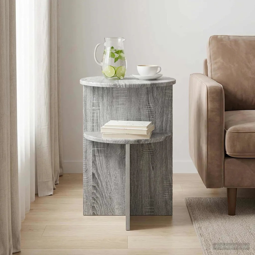 Tavolo laterale con archiviazione Grigio Sonoma Ø 39,5 x 55 cm 8001025