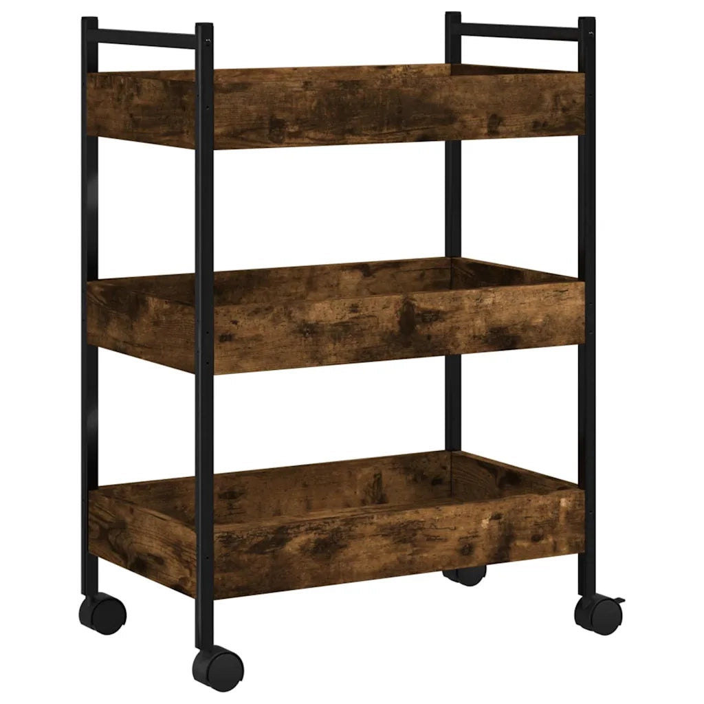 Carrello da Cucina-Scaffale per Cucina Rovere Fumo 50x30x70 cm in Legno Multistrato