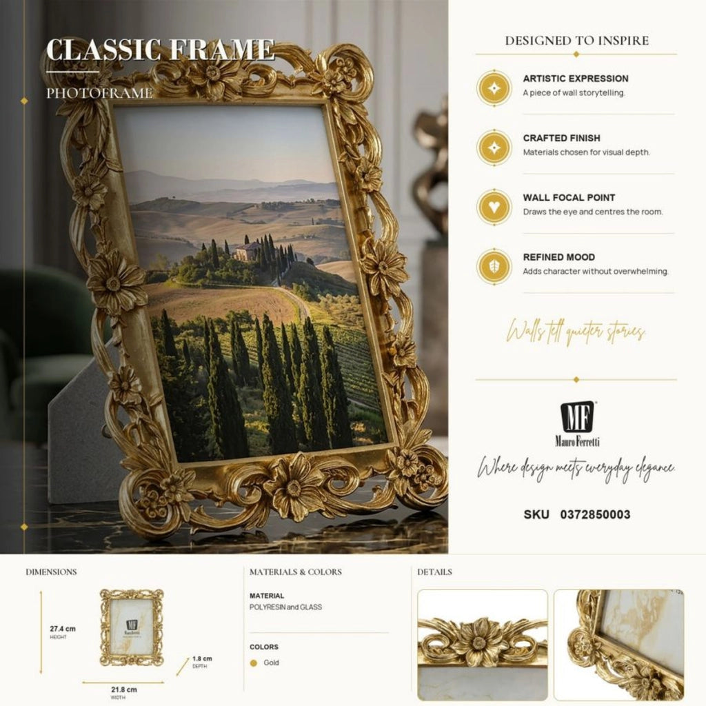 Cornice portafoto Classic oro dal profilo tradizionale 15x20 cm