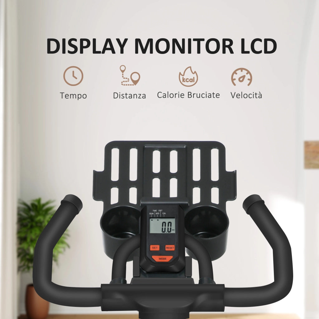 Cyclette con Volano da 8 kg e Schermo LCD 103x53x100-114A cm in Acciaio e ABS Rosso e Nero