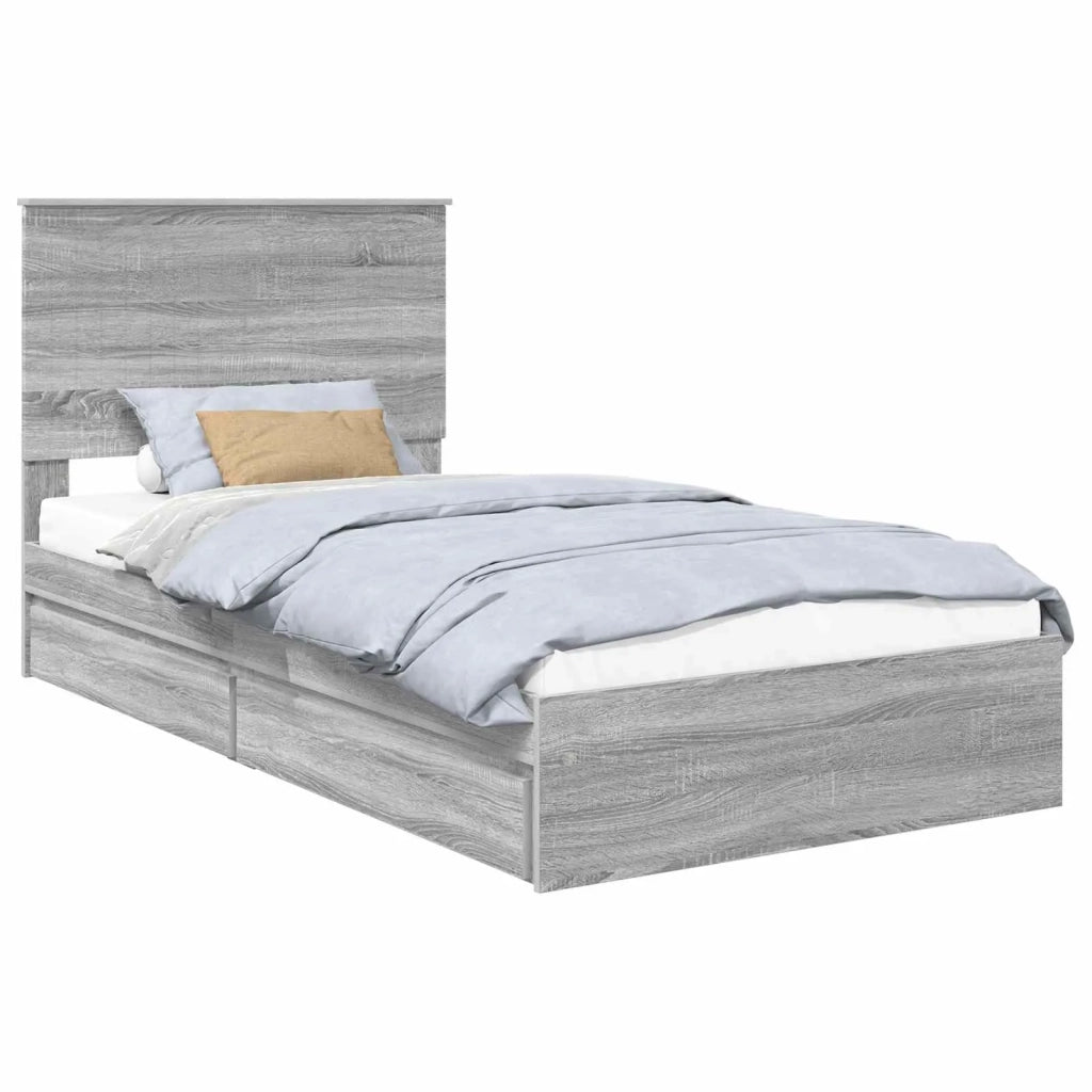 Letto con Contenitore con testiera-Struttura Letto con contenitore Grigio Sonoma 100 x 200 cm 837275