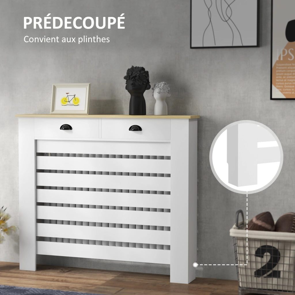 Coperchio per termosifone con 2 cassetti ¨C Minimal ¨C bianco 111x19x95.5 cm