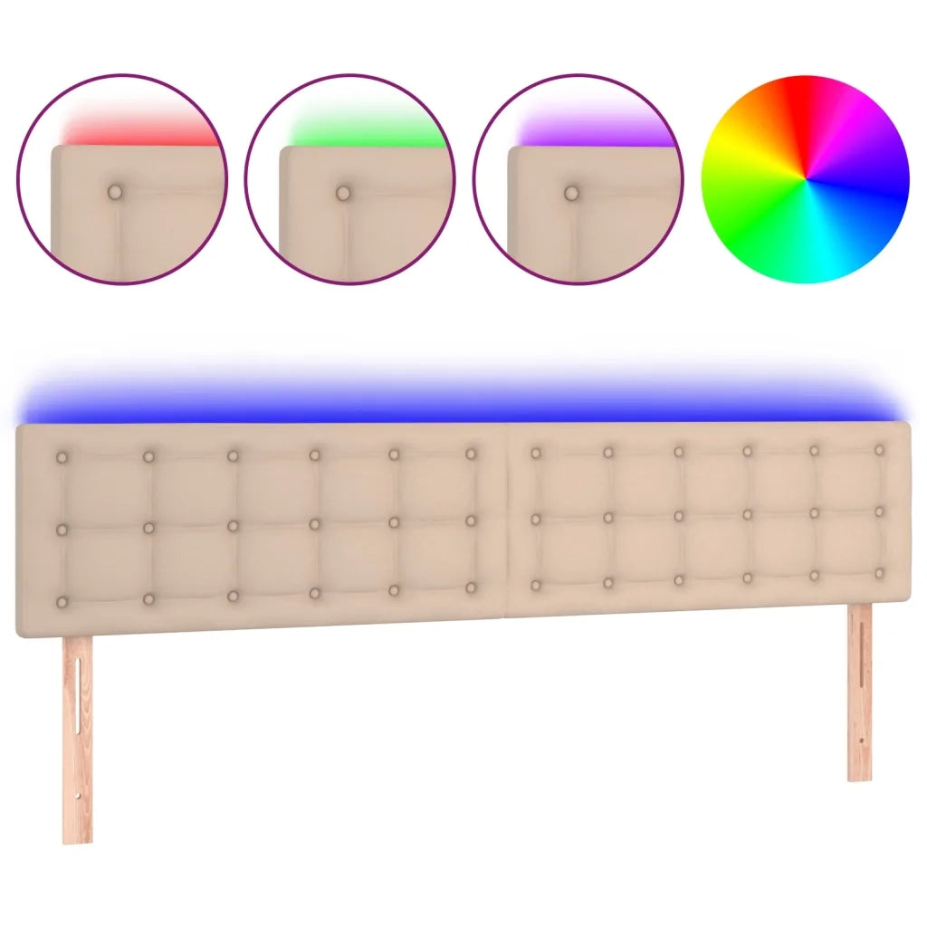 Testiera | Testata Cappuccino a LED 160x5x78/88 cm in Similpelle