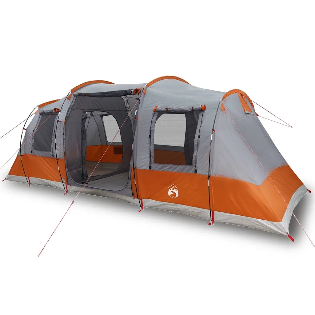 Tenda da Campeggio | Tenda Familiare a Tunnel per 4 Persone Grigio e Arancione