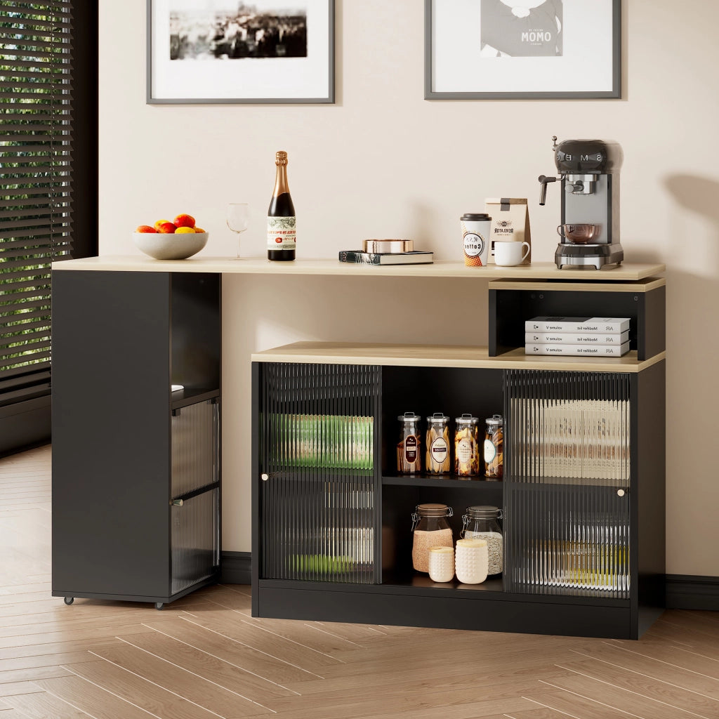 Tavolo Bar Allungabile con Vano ¨C MINIMAL ¨C Nero, Rotondo, Salvaspazio