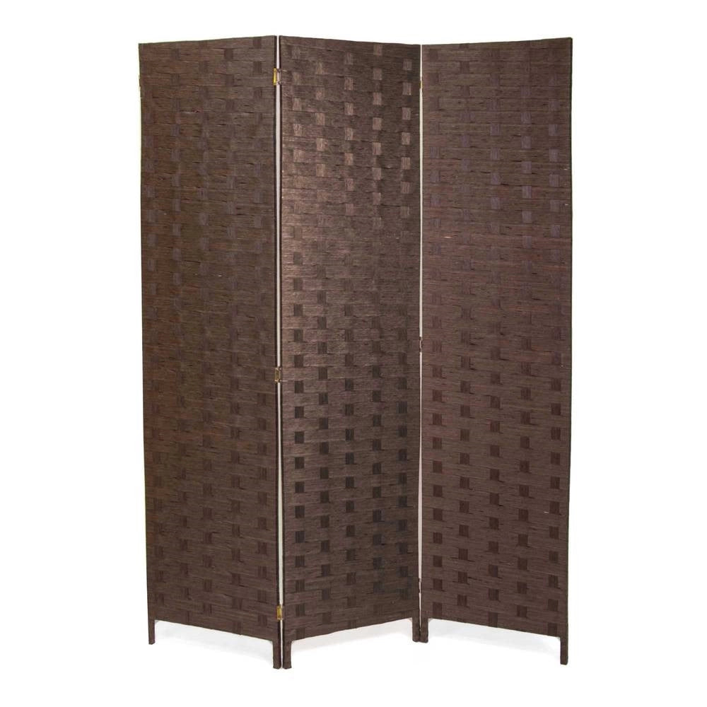 Trade Shop - Separe' A 3 Ante Pannelli Double Face Marrone Paravento Divisorio Ambienti Sep05 242589 -