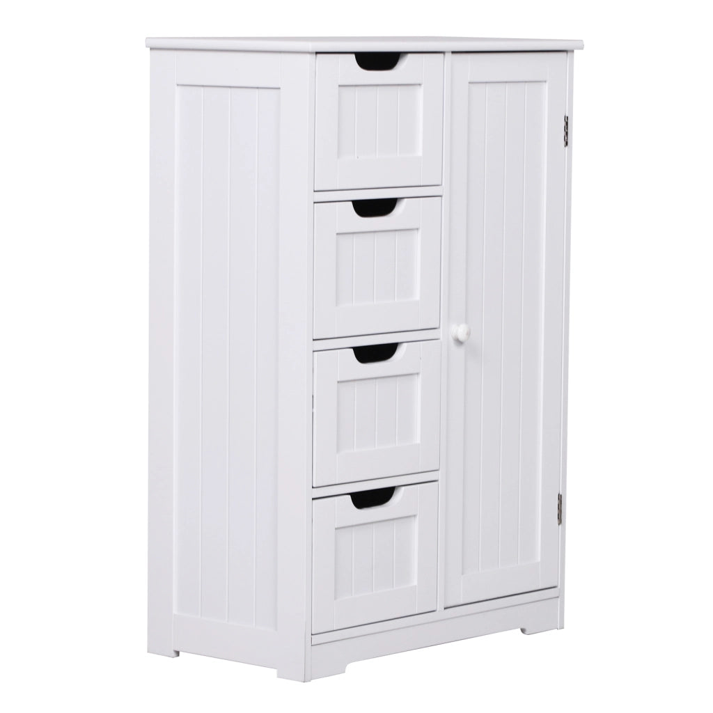 Mobile da Bagno con Cassetti e Armadietto Regolabile ¨C Zephmum ¨C Bianco, MDF, 56x30x83cm
