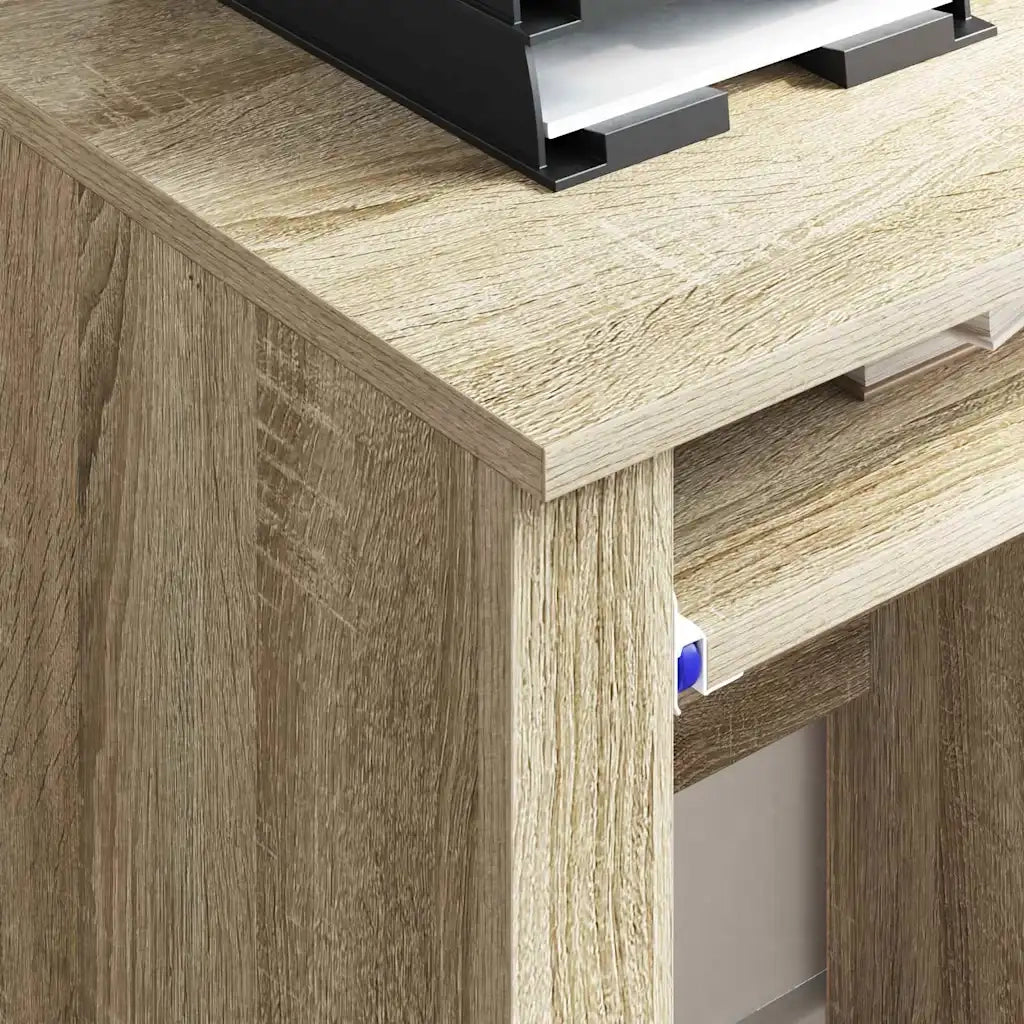 Scrivania | Tavolo da Ufficio con Ruote con cassetto Rovere Sonoma 91 x 50 x 77 cm