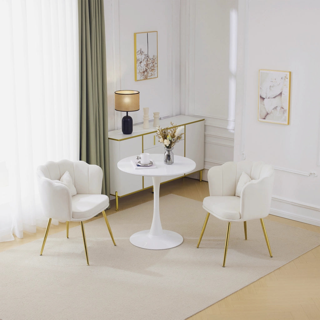 Set di 2 poltroncine moderne in velluto - Zephmum- Schienali a petalo, gambe dorate, cuscini farfalla