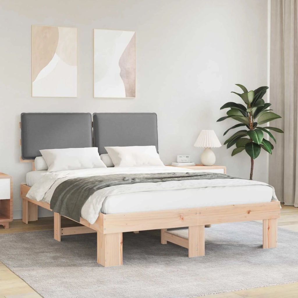 Letto matrimoniale | Letto per adulti | Letto con Testiera Rivestita Grigio chiaro 140 x 200 cm