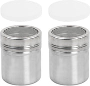 Shaker a polvere - Fornito in acciaio inossidabile - Setola fine per la filtrazione - Zangola per sale - Zangola per cioccolato - Sicuro e duraturo - Dimensioni 8 x 6,5 cm - Contenitore per sale