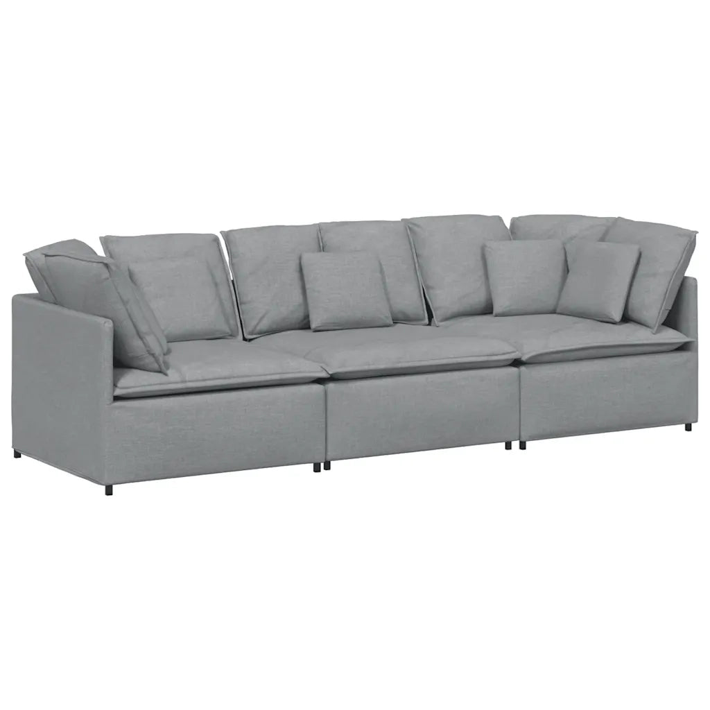 Divano Modulare con Cuscini in Tessuto Grigio Chiaro 3321267