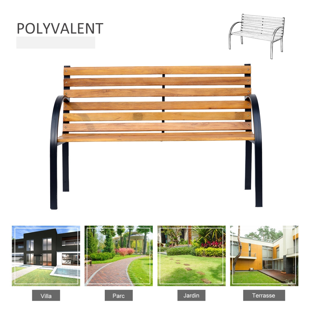 Panchina da giardino 2 posti ¨C Xylo ¨C legno naturale e acciaio nero
