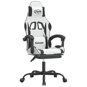Sedia da Gaming | Sedia da e-sports Girevole Poggiapiedi Bianco e Nero Similpelle