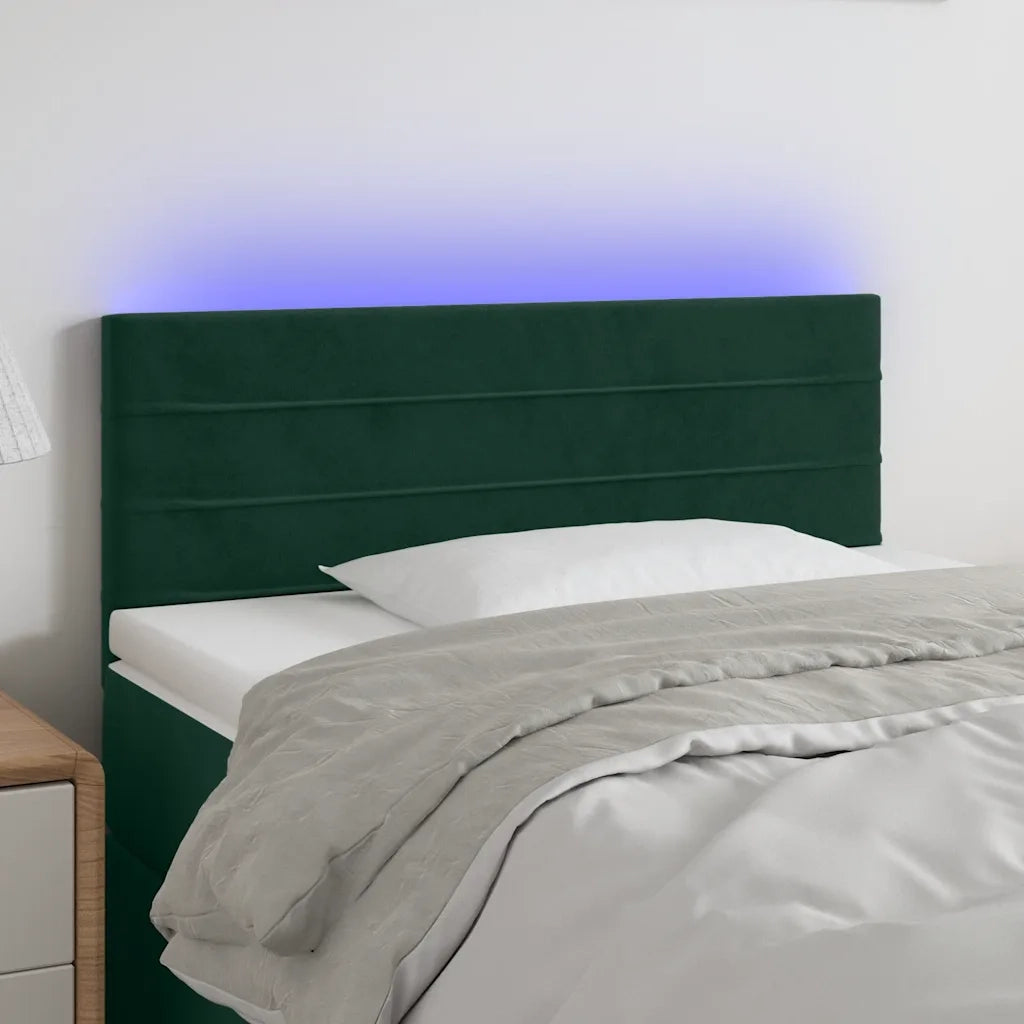 Testiera a LED Verde Scuro 100x5x78/88 cm in Velluto 3121797