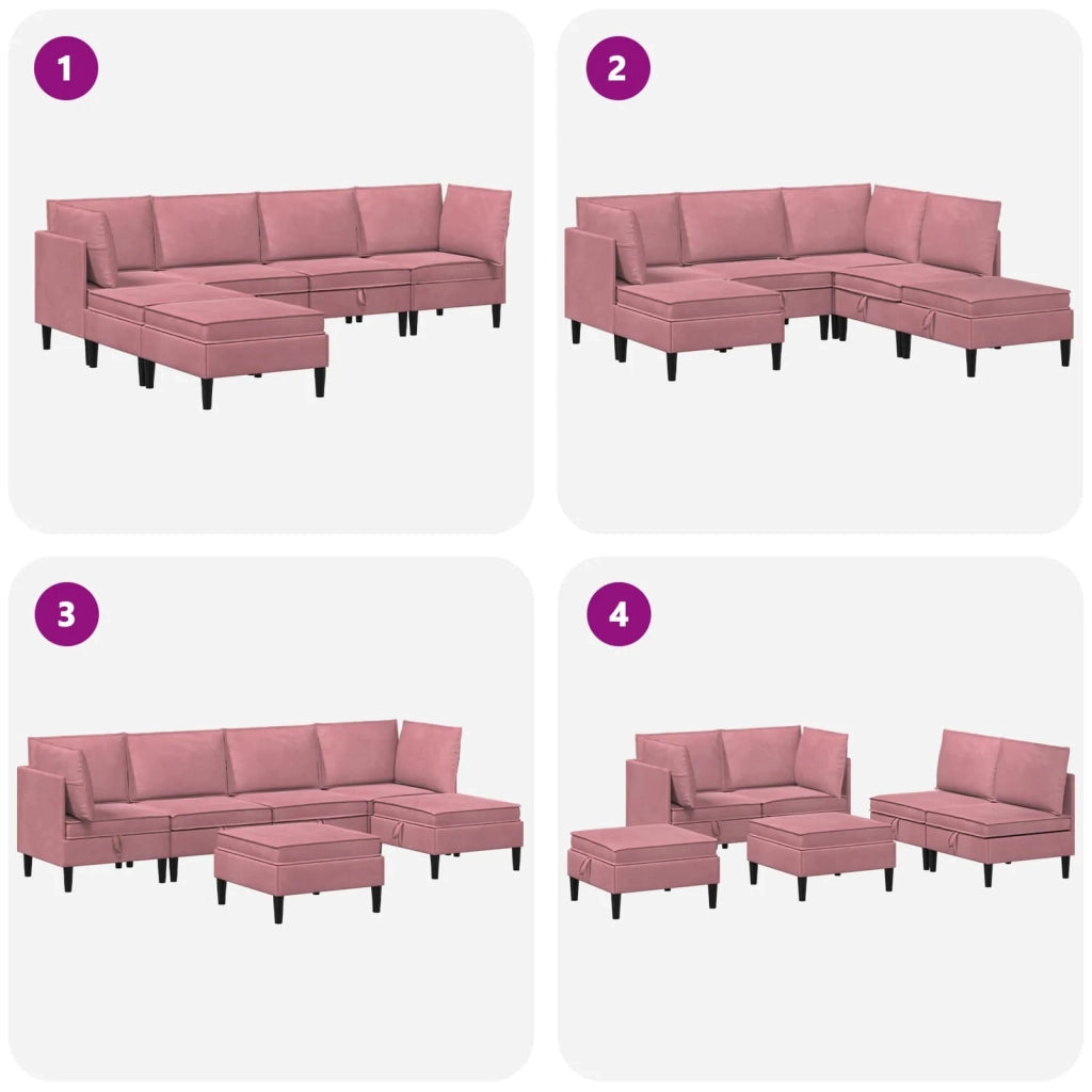 Set di mobili per il soggiorno con cuscino 6 pcs Rosa Velluto 3413747