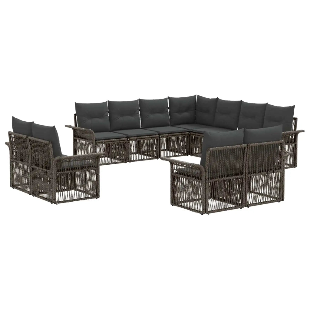 Set Divano da Giardino 11 pz Grigio e Grigio Scuro polyrattan 3434999