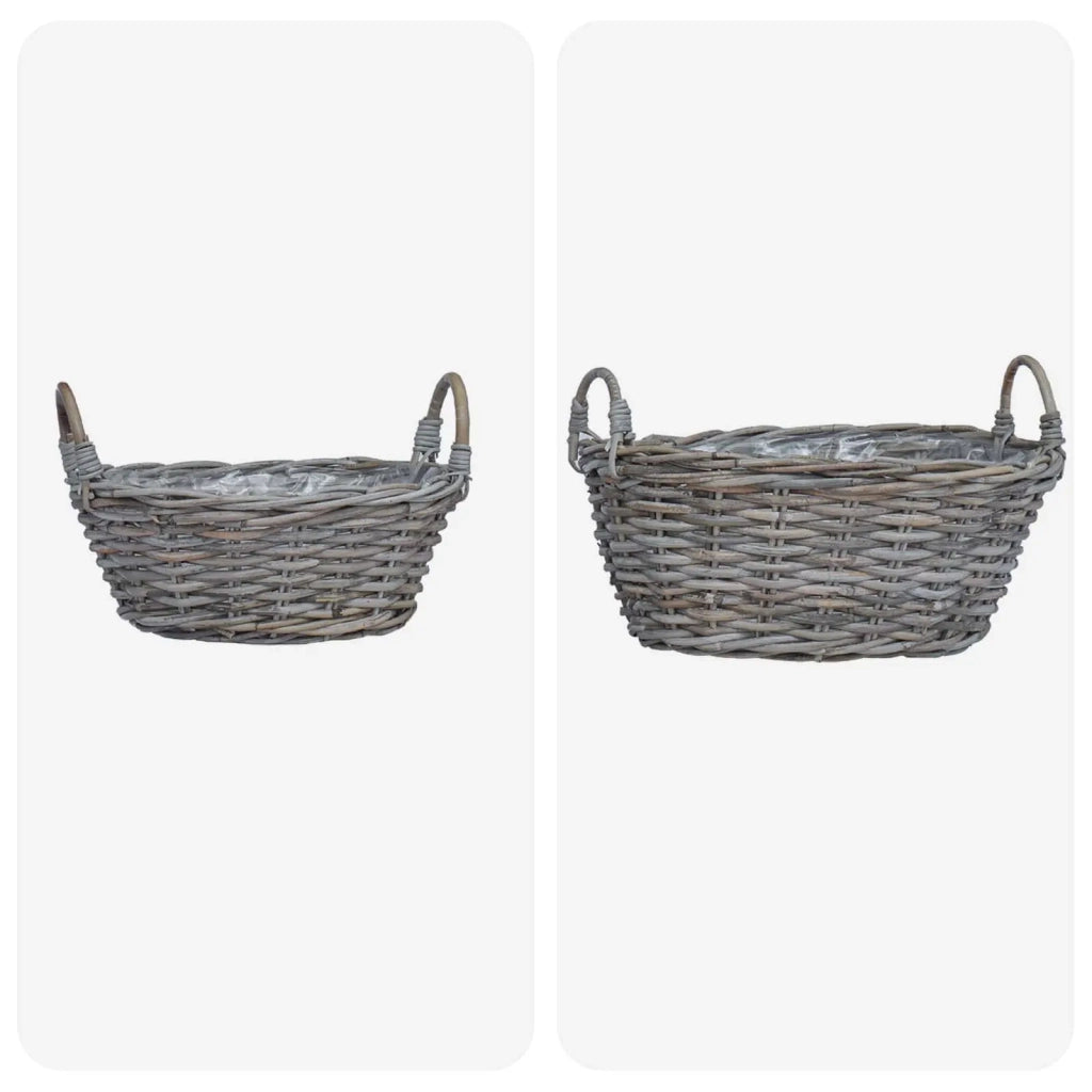 Cesto per Piante con archiviazione 2 pcs Grigio Rattan Lacak 42020963