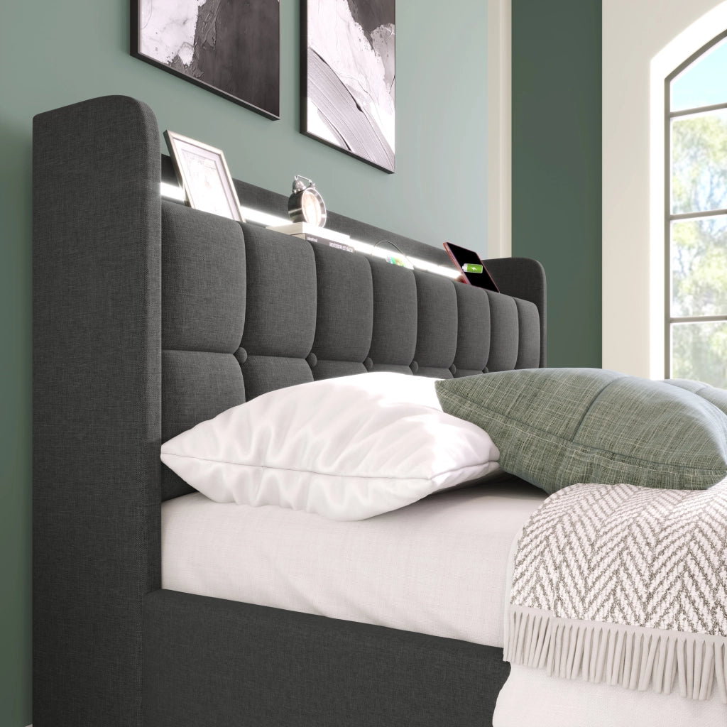 letto singolo legno grigio 90 x 200 cm