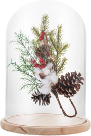 Vaso Decorativo in Vetro con Base in Legno - Capocchiale in Vetro - Altezza 30 cm - Base in Legno di Alta Qualità