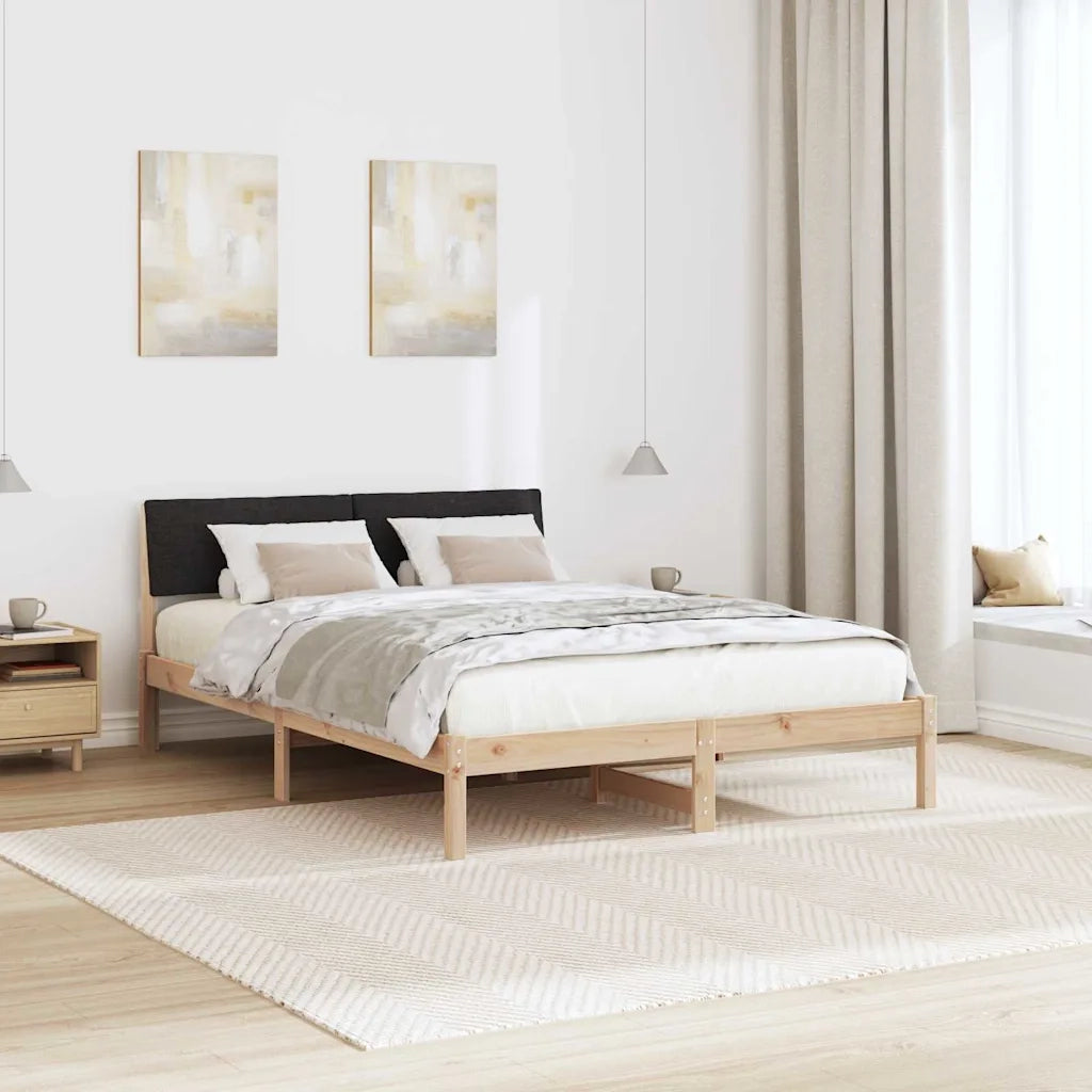 Letto matrimoniale | Letto per adulti | Struttura del Letto con testiera Marrone e nero 135 x 190 cm