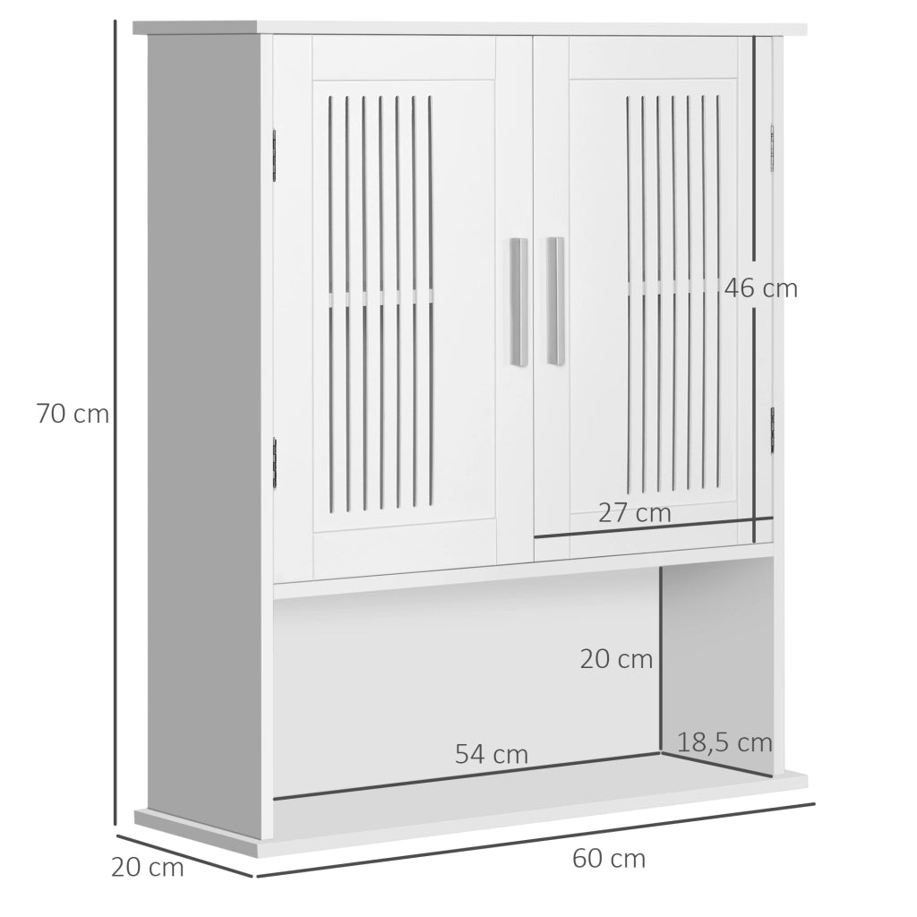 Armadietto da bagno sospeso con ripiano regolabile ¨C zephmum ¨C bianco 60x20x70 cm