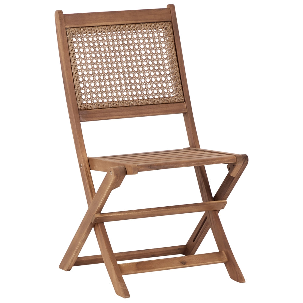 Set di 2 sedie da giardino per esterni in legno d'acacia chiaro pieghevoli stile rustico