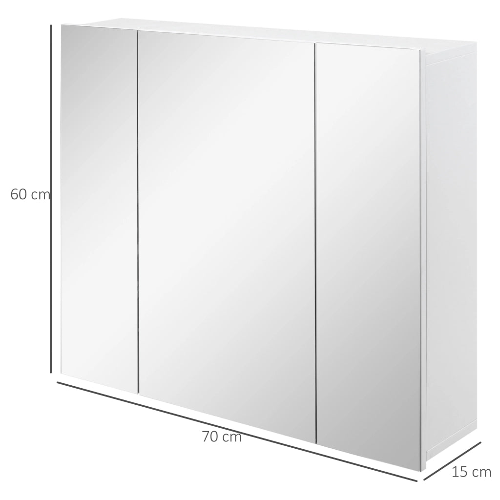 Mobiletto Bagno con Specchio e Ante ¨C zephmum ¨C Bianco 70x15x60cm