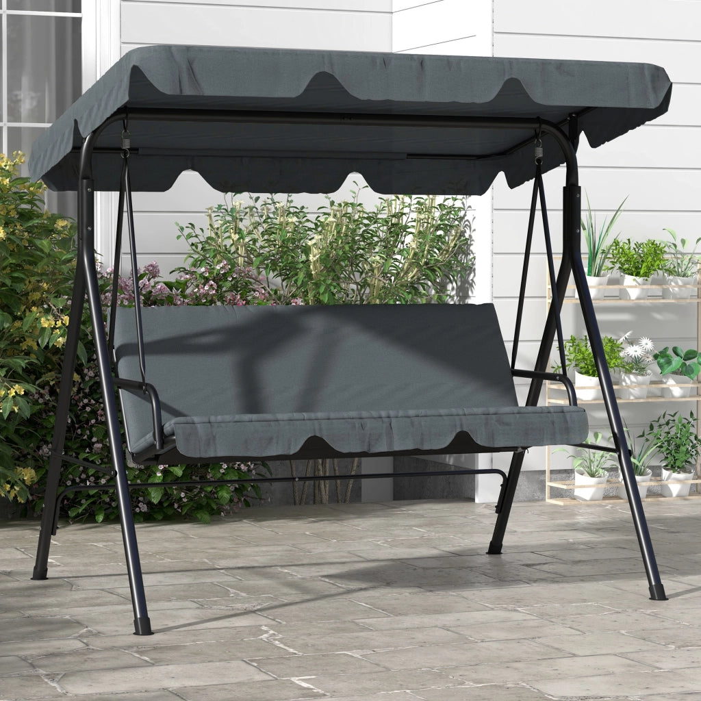 Sedia a dondolo 3 posti con tenda regolabile ¨C zephmum ¨C grigio 172x110x153 cm
