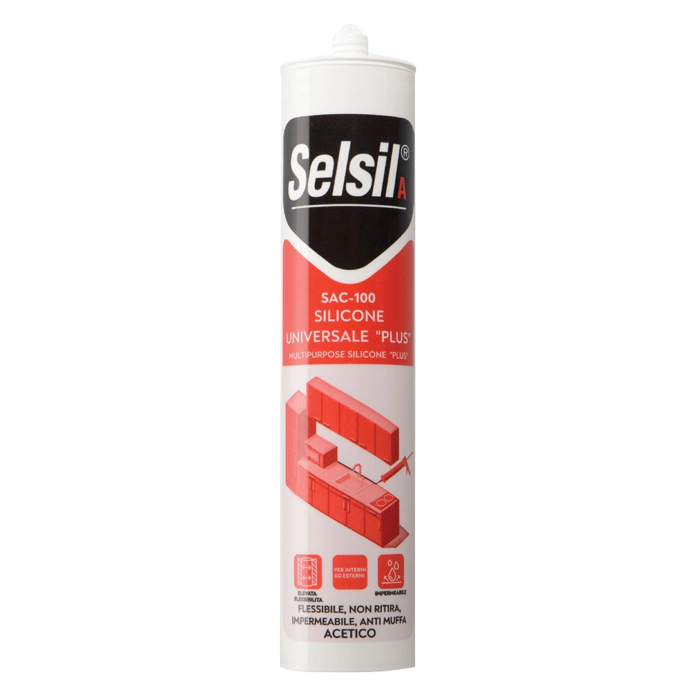 25pz silicone acetico universale 'sac 100' nero ml 280 - (ral 9005) cod:ferx.9007922nlm
