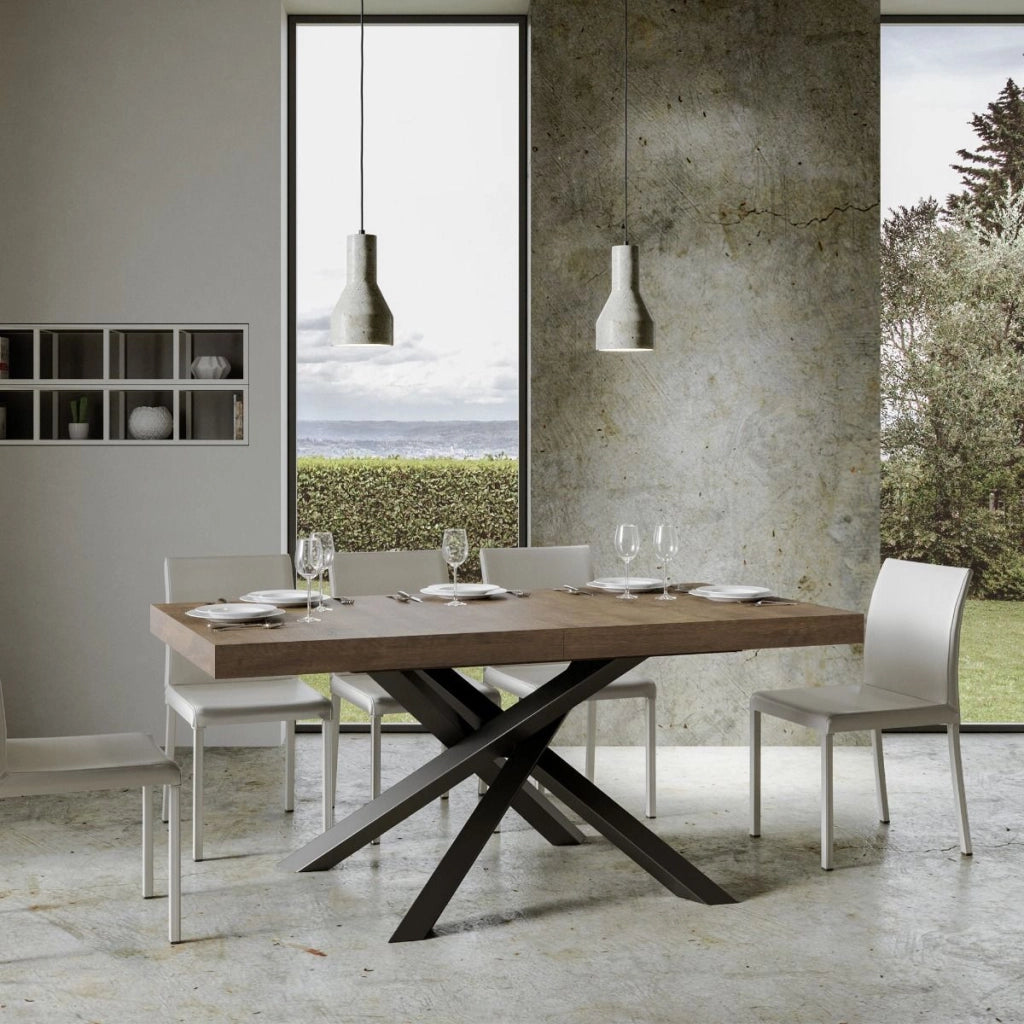 Tavolo allungabile 90x160/420 cm Volta Premium noce telaio Antracite
