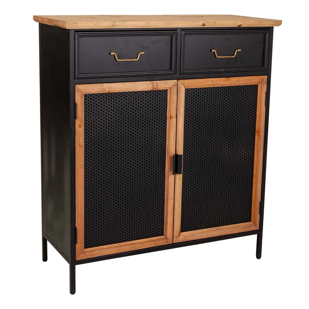 Mobile da ingresso in legno e metallo nero 80x34x90h