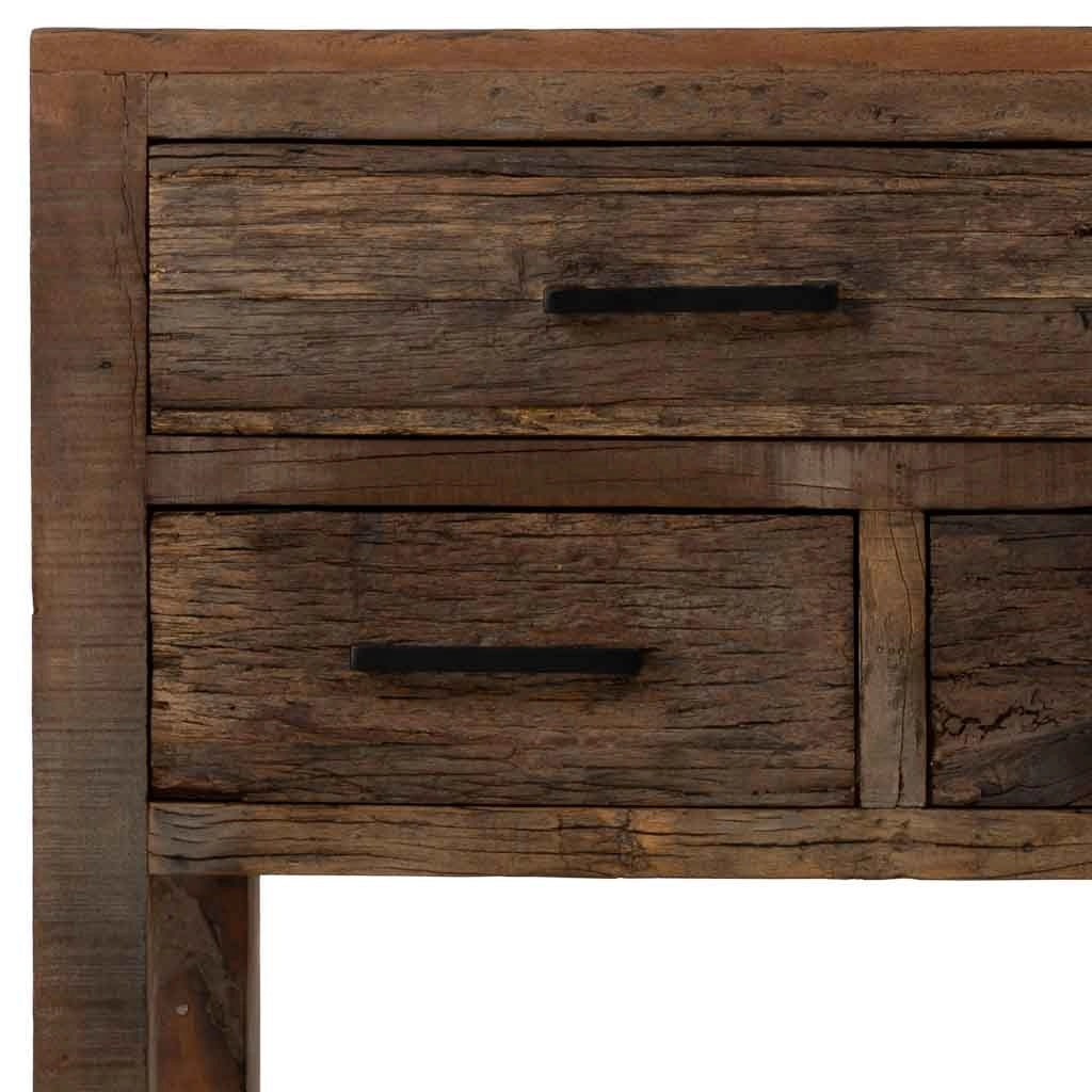 Mobile da ingresso in legno con 5 cassetti marrone, 110x40x85h cm