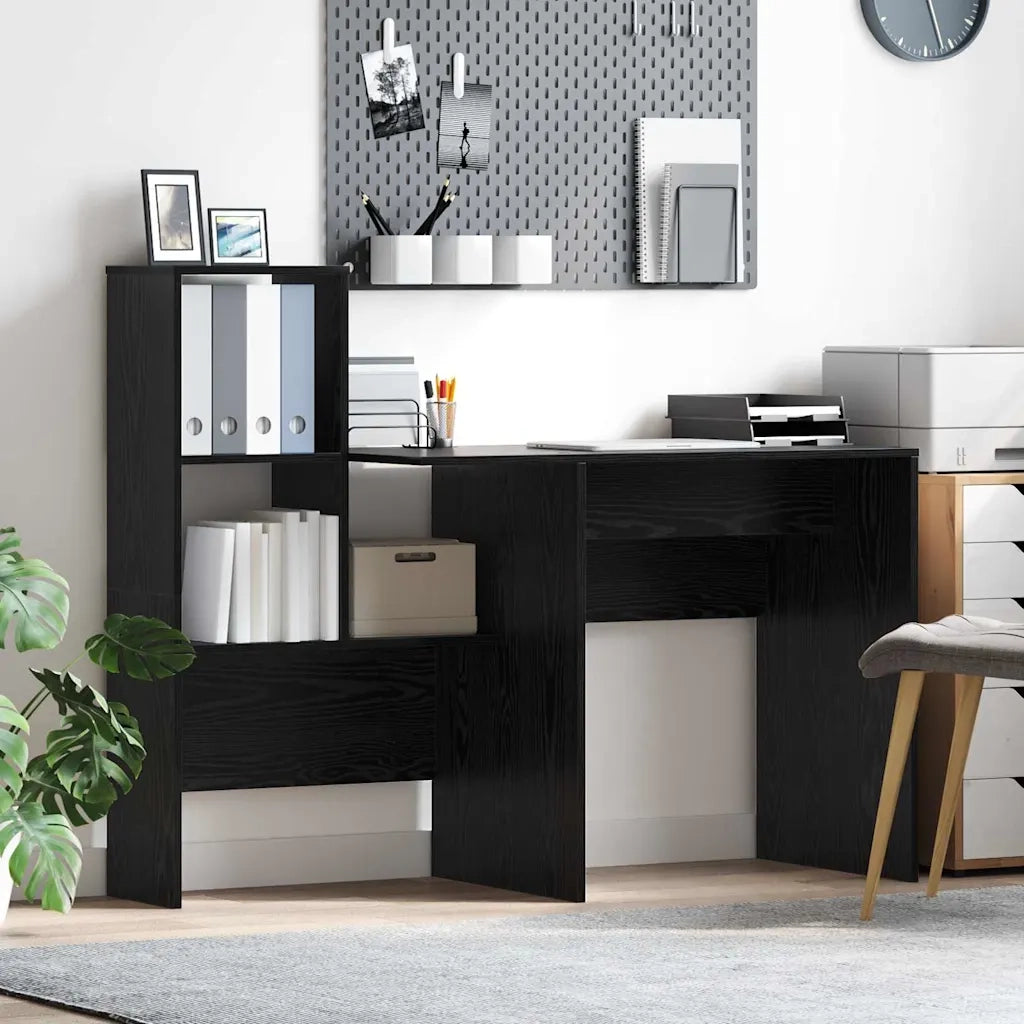 Scrivania | Tavolo da Ufficio Rovere Nero 131,5 x 50 x 106,5 cm Legno multistrato