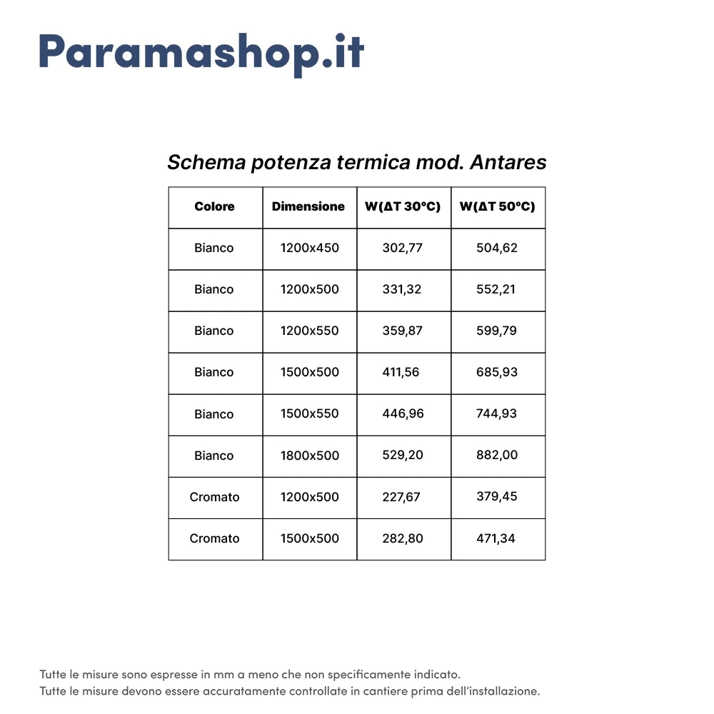 Termoarredo scaldasalviette 1200x500 cromato interasse 450 | Antares