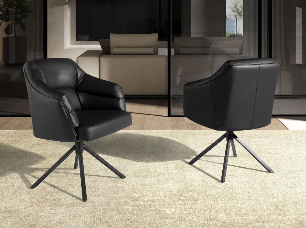 Sedia girevole in similpelle nera