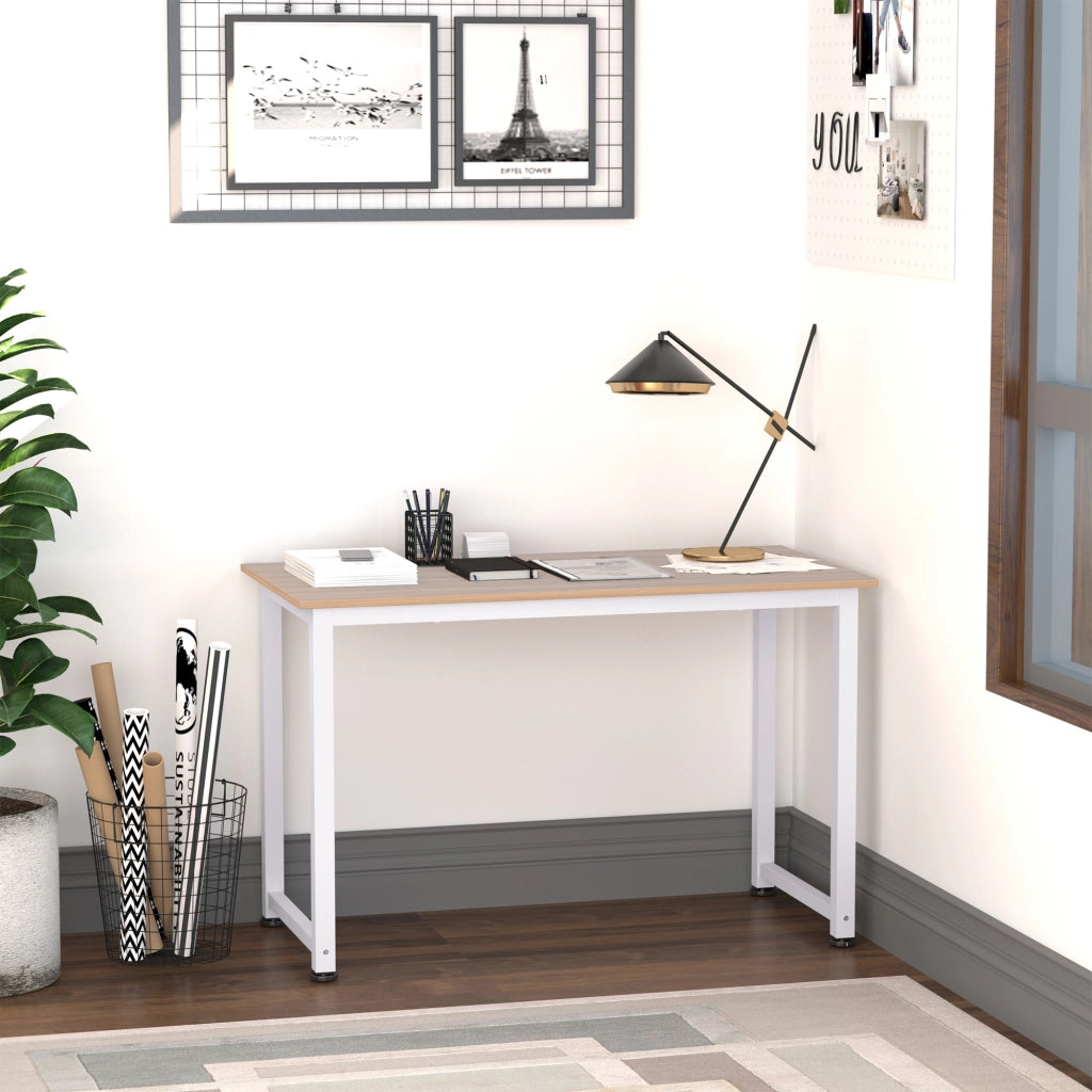 Scrivania per Computer Salvaspazio con Piedini Regolabili. Tavolo Scrittoio Scrivania PC per Gaming. Casa. Sala da Pranzo. Studio e Ufficio. 120x60x76 cm. Rovere e Bianco
