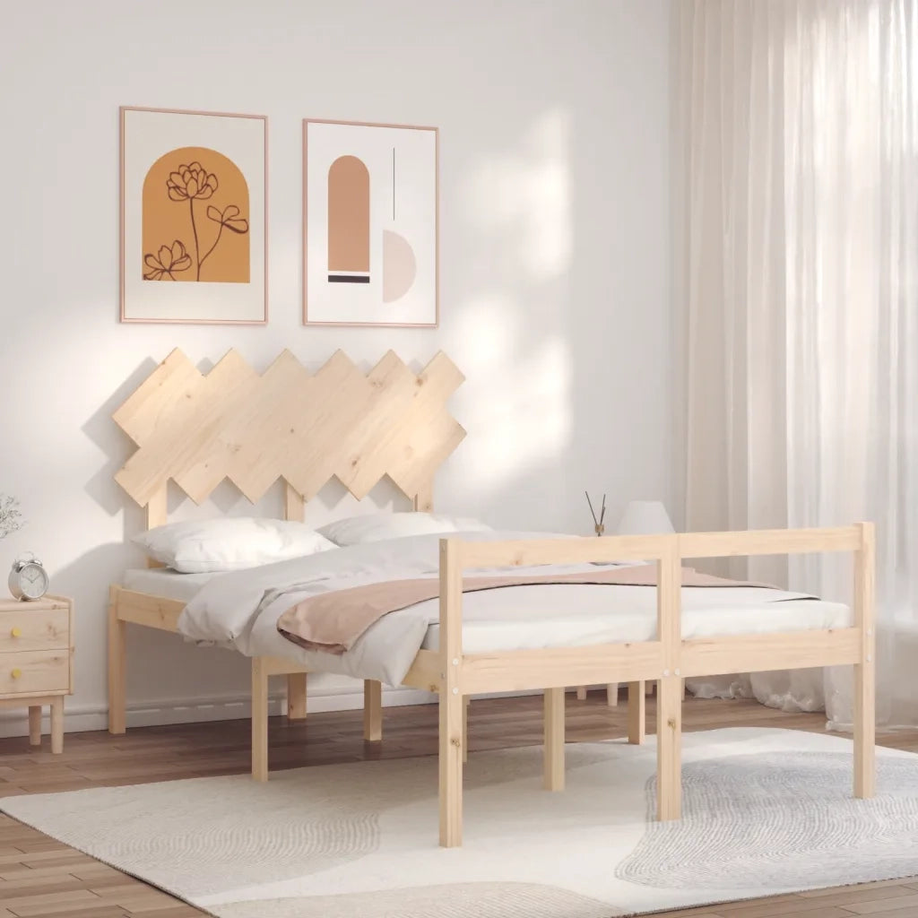 Letto matrimoniale | Letto per adulti | Letto per Anziani con Testiera Small Double in Legno Massello