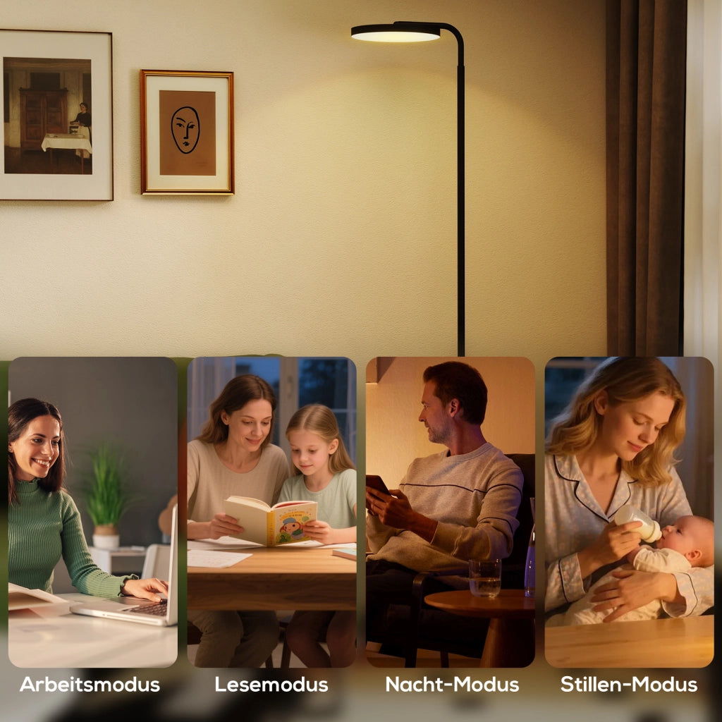 Lampada da terra LED regolabile con telecomando magnetico ¨C zephmum ¨C Nero, metallo