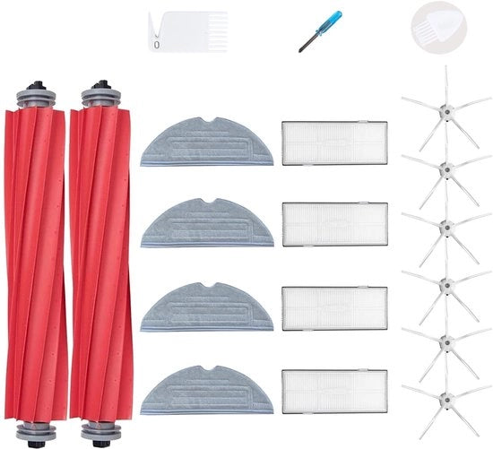 Set di accessori di riserva per Roborock S7 - 4 Filtro - 6 Spazzole laterali - 4 Velature aspirante - 1 Spazzola principale - Pulizia con alta capacità di assorbimento acqua - Aspirapolvere robotico